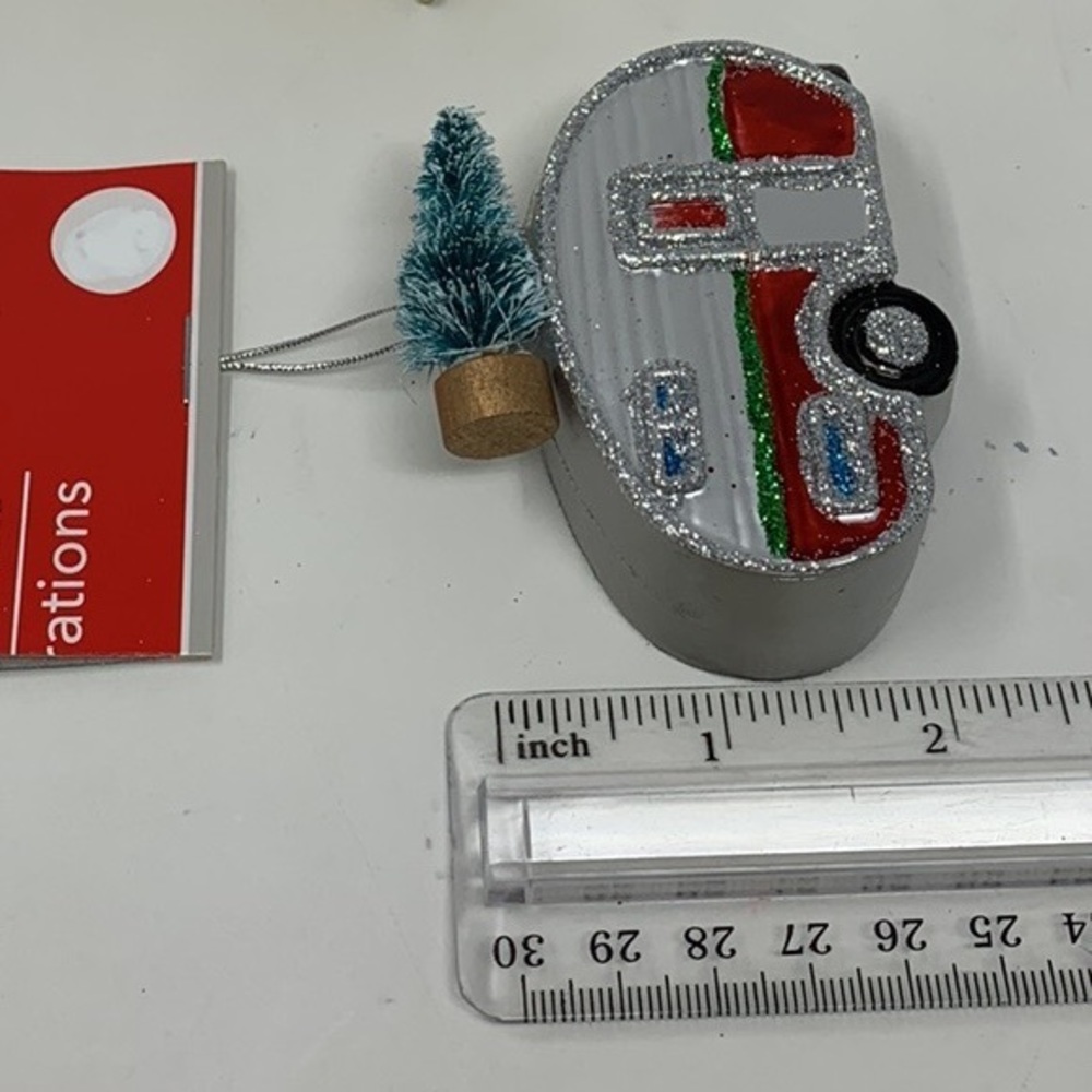RV trailer w tree Christmas tree ornament holiday decoration retro style new - Picture 11 of 14